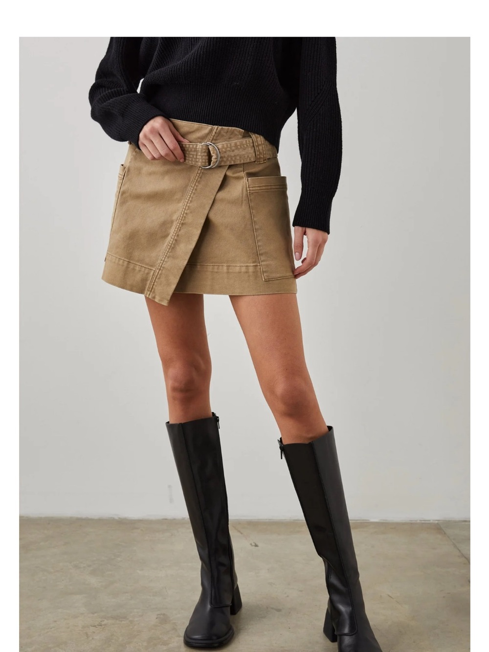 Rails Tan Belted Wrap Mini Skirt